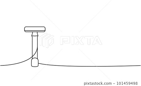 Old shaving razor one line continuous drawing. Barber shop and hairdresser tools continuous one line illustration. Vector linear illustration. 101459498