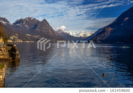 Amazing sunny view on lake Lugano 101459600
