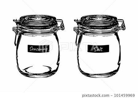 Hand drawn glass jar illustration vector design, jar for cooking spices, salt, sugar	 101459969