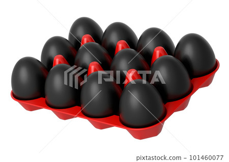 Luxury black eggs standing in plastic tray for morning breakfast 101460077