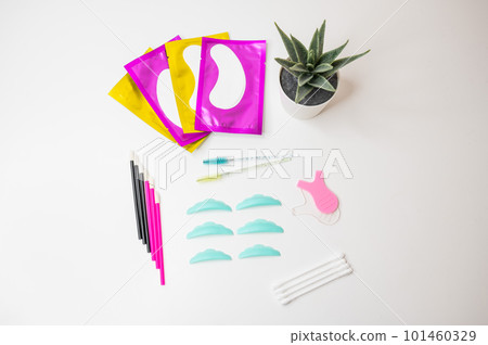 Set for lamination of eyelashes. Eyelash perm procedure.  Set for lamination of eyelashes. Eyelash perm procedure.  101460329