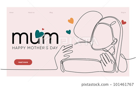 Happy Mother's Day handwritten lettering. Continuous line drawing text design. Vector illustration. Vector illustration Happy Mother's Day handwritten lettering. Continuous line drawing text design. Vector illustration. Vector illustration 101461767
