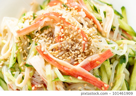 中式沙拉特寫鏡頭用豆芽和黃瓜。 101461909
