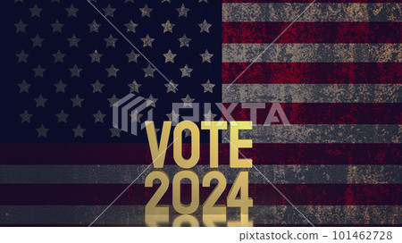 Text vote 2024 on united stage of America flag 3d rendering Text vote 2024 on united stage of America flag 3d rendering 101462728