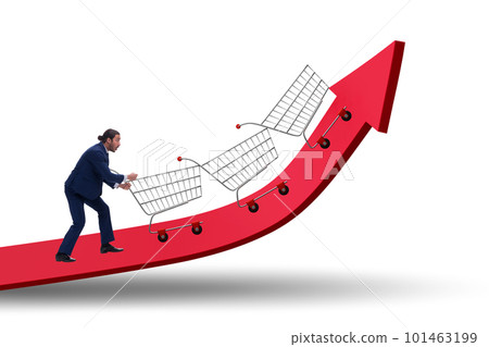 High inflation concept with people and shopping cart 101463199