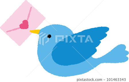 A blue bird carrying a love letter A blue bird carrying a love letter 101463343