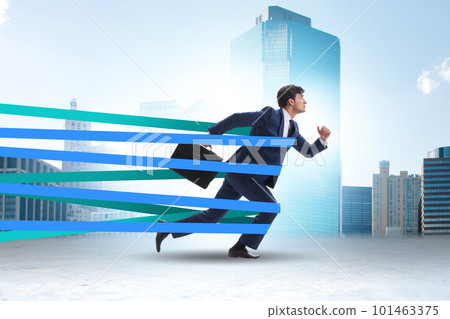 Businessman being harnessed and restricted 101463375