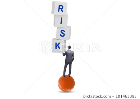 Risk management concept with balancing businessman Risk management concept with balancing businessman 101463385