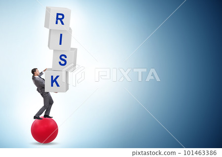 Risk management concept with balancing businessman 101463386
