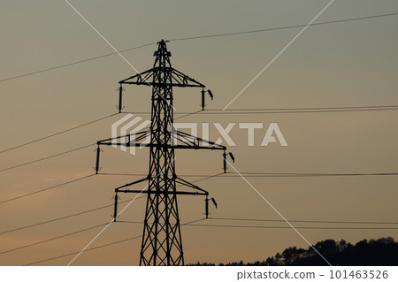 夕陽下的輸電線塔 101463526