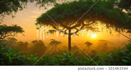 Tropical landscape at sunset 101463594