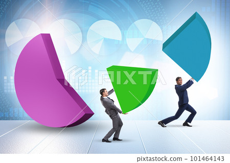 Businessman with pie chart in business concept Businessman with pie chart in business concept 101464143