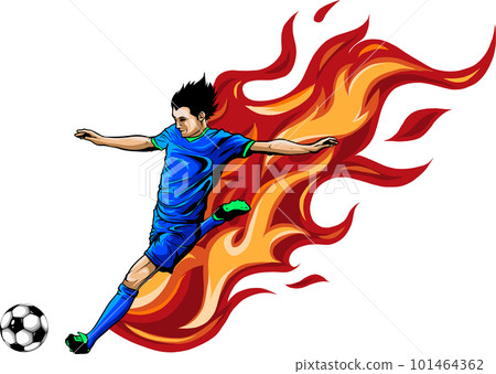 soccer player with flames vector illustration design 101464362