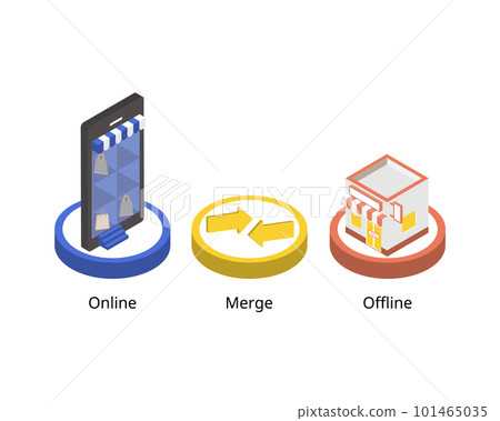 OMO or online merge offline is a marketing approach with offline and online channel for customers OMO or online merge offline is a marketing approach with offline and online channel for customers 101465035