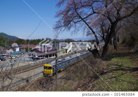 JR瀨場站的櫻花和電車 JR瀨場站的櫻花和電車 101465084