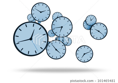 Time management concept with many clocks 101465481