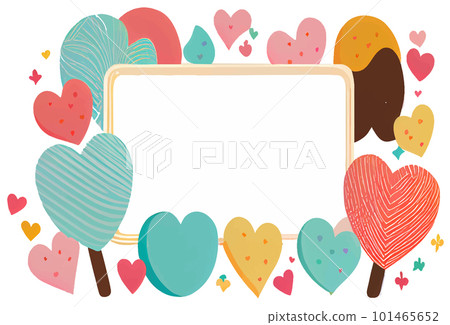 sticker cartoon style heart shape frame isolated on white background . Cartoons flat vector illustration sticker cartoon style heart shape frame isolated on white background . Cartoons flat vector illustration 101465652