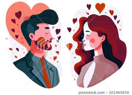 sticker cartoon style couple in love isolated on white background . Cartoons flat vector illustration sticker cartoon style couple in love isolated on white background . Cartoons flat vector illustration 101465659