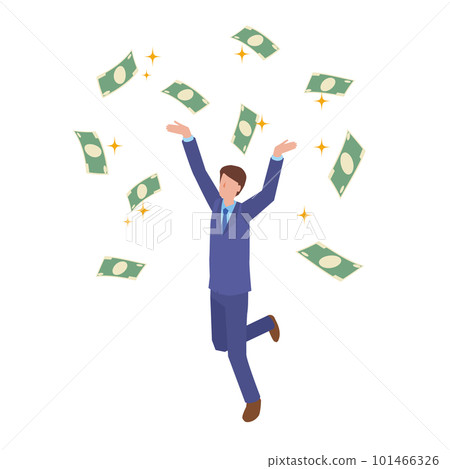 Dancing banknotes and a man who rejoices Dancing banknotes and a man who rejoices 101466326