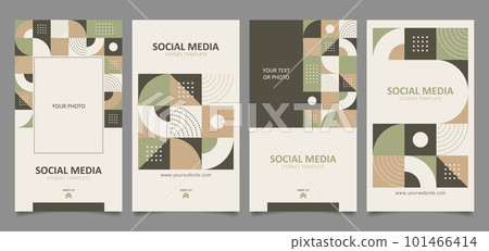 SNS story post layout template set with abstract geometric patterns 101466414