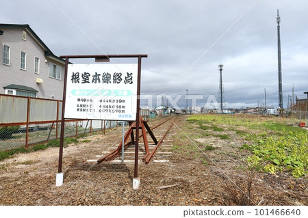 Hokkaido Nemuro JR Hanasaki Line Nemuro Station Signboard at the end of the Nemuro Main Line 101466640
