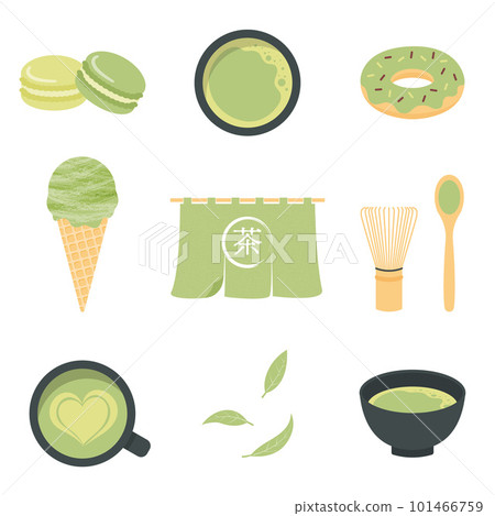 Illustration set of matcha and sweets Illustration set of matcha and sweets 101466759