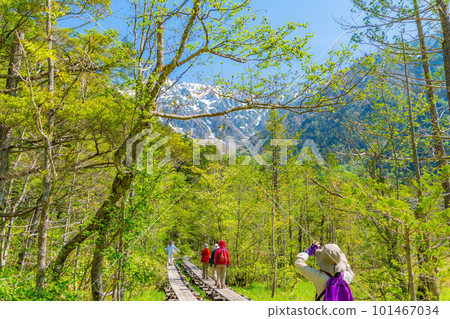 [風景]初夏的上高地登山者[長野縣] 101467034