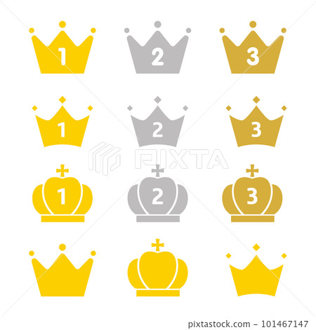 簡單的金銀銅皇冠插圖,排名材料 簡單的金銀銅皇冠插圖,排名材料 101467147