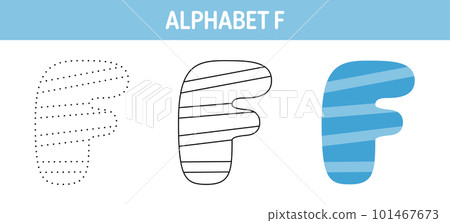 Alphabet F tracing and coloring worksheet for kids 101467673