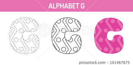 Alphabet G tracing and coloring worksheet for kids 101467675