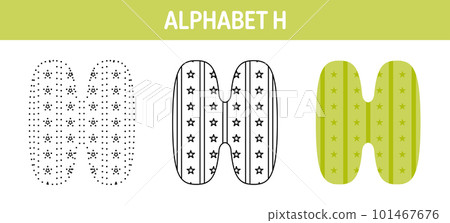 Alphabet H tracing and coloring worksheet for kids 101467676