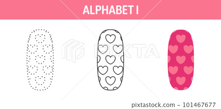 Alphabet I tracing and coloring worksheet for kids 101467677