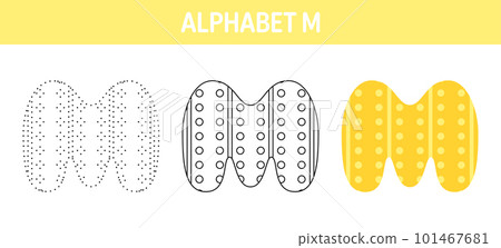 Alphabet M tracing and coloring worksheet for kids Alphabet M tracing and coloring worksheet for kids 101467681