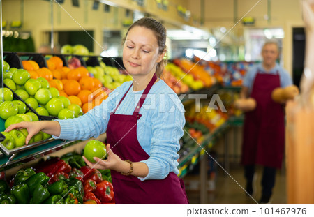 woman seller offers to buy apples woman seller offers to buy apples 101467976