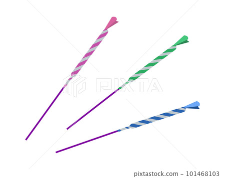 Illustration set of colorful and simple three-color pampas grass fireworks 101468103