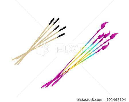 Illustration set of simple long-handed peony (Kanto-type sparkler) and sub-handed peony (Kansai-type sparkler) that overlap each other 101468104