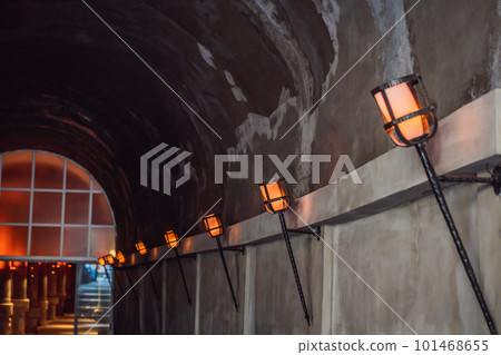 Beautiful cistern in Istanbul. Cistern - underground water reservoir build in 6th century, Istanbul, Turkey, Turkiye Beautiful cistern in Istanbul. Cistern - underground water reservoir build in 6th century, Istanbul, Turkey, Turkiye 101468655