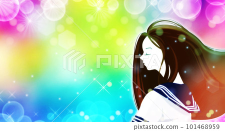 頭髮隨風飄揚的水手服少女 101468959