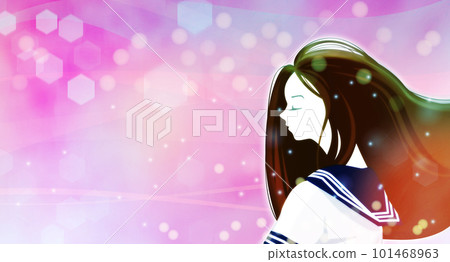 頭髮隨風飄揚的水手服少女 101468963