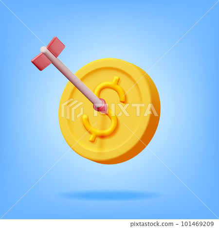 3D Arrow in Coin Target Isolated 3D Arrow in Coin Target Isolated 101469209