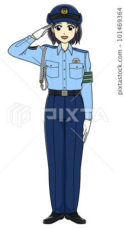 夏裝敬禮女警（全身，微笑） 101469364