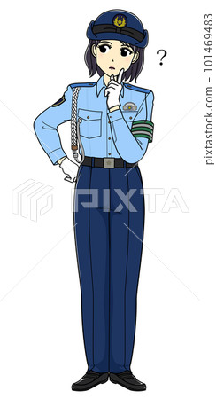 感到疑惑的夏裝女警官（全身） 101469483