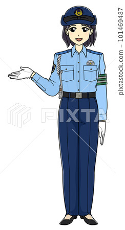 夏裝女警官引導（全身） 101469487