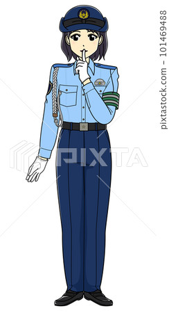 A female police officer in summer clothes who poses (whole body) A female police officer in summer clothes who poses (whole body) 101469488