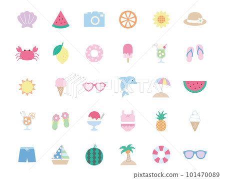 夏季簡單圖標插圖集 夏季簡單圖標插圖集 101470089
