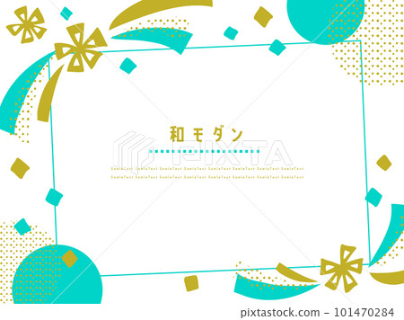 日本現代可愛的花朵和絲帶日式框架 101470284