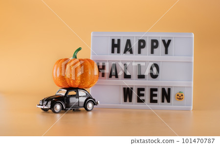 Happy halloween on orange background. Special offer symbol. Celebration concept. Discount offer price sign. 101470787