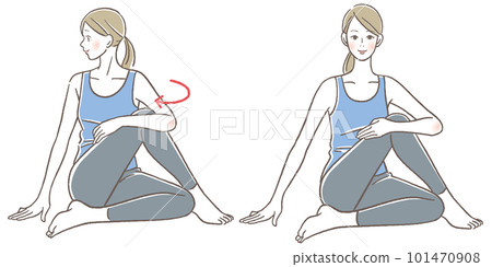 一個女人伸展她的臀部的插圖 一個女人伸展她的臀部的插圖 101470908