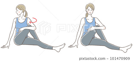 Illustration of a woman stretching her buttocks 101470909
