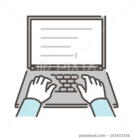 Business office work, data entry on a laptop [vector illustration material] 101472336